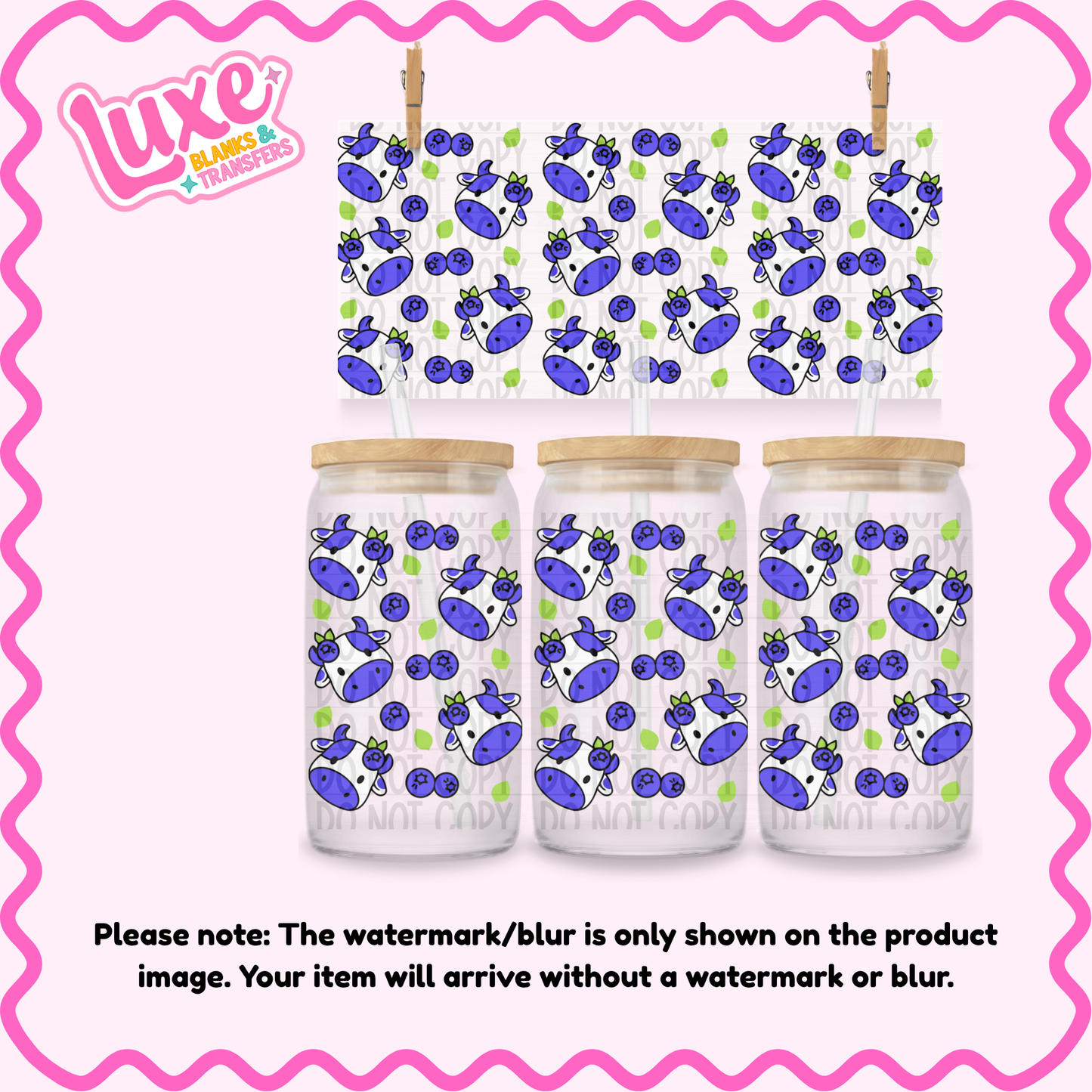 16oz UV DTF Wrap | Blueberry Cow | #4182