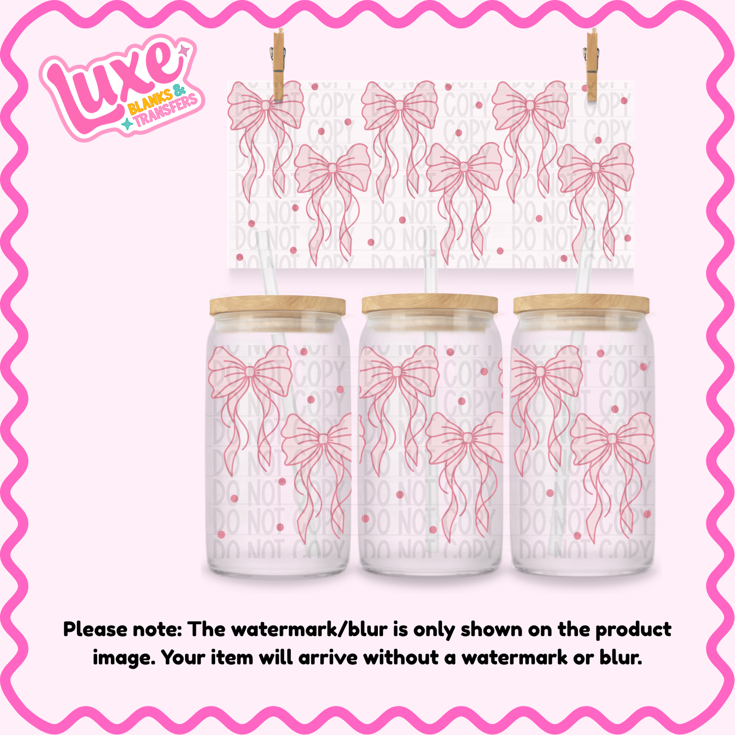 16oz UV DTF Wrap | Cutesy Pink Bows | #4185
