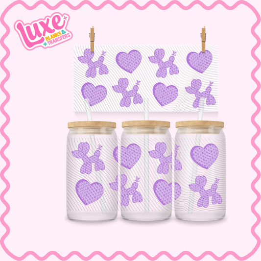 16oz UV DTF Wrap | Boujee Balloon Dog Purple | #3203