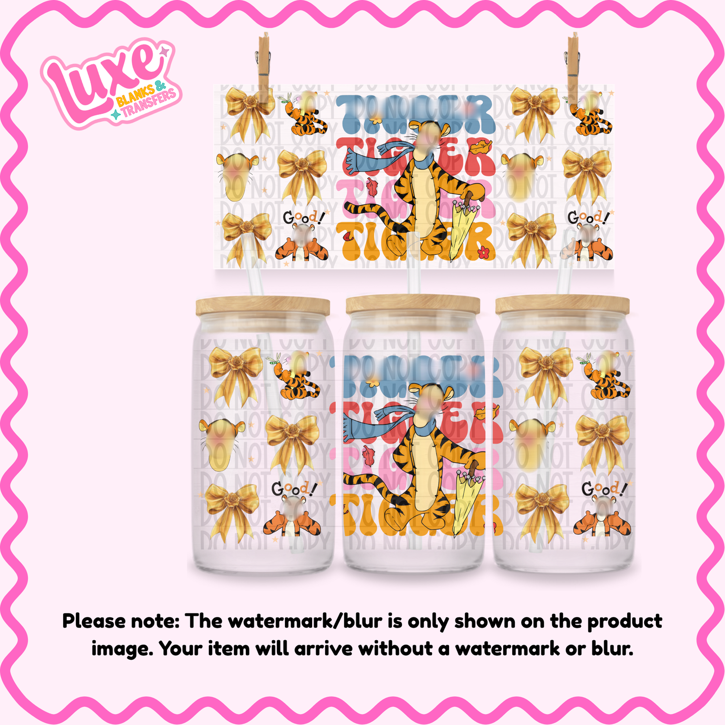 16oz UV DTF Wrap | Tiger Name Bows | #1553