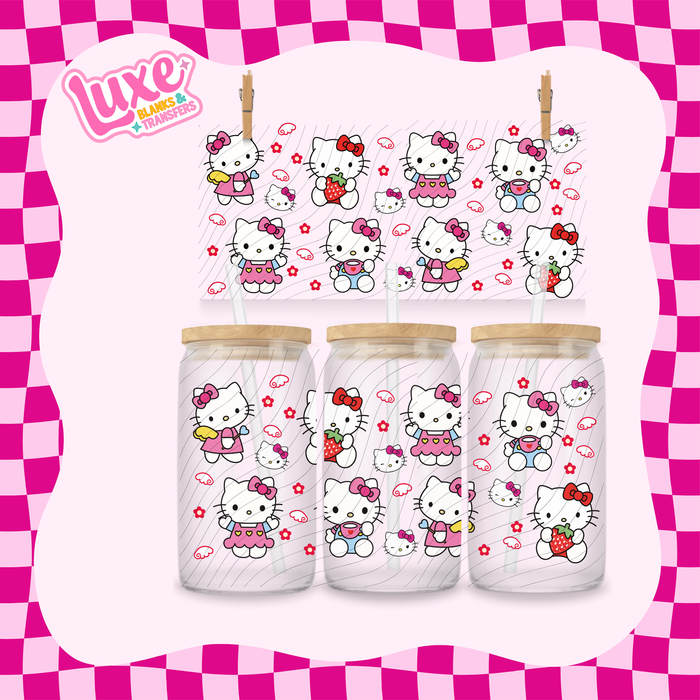 HK Pattern Pink | 16oz UV DTF Wrap | #1647