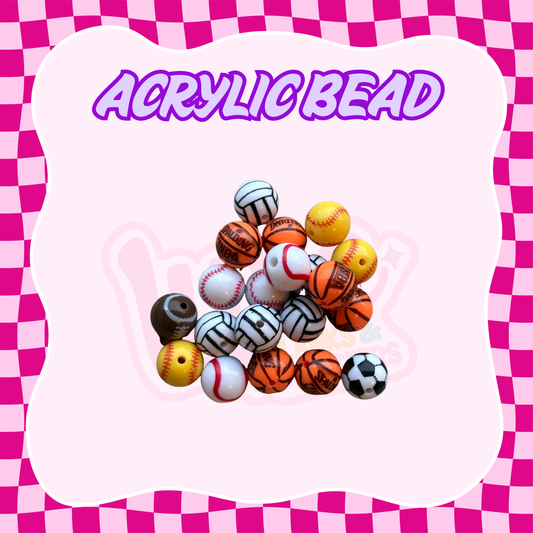 Round Acrylic Bead | Sports (Random)