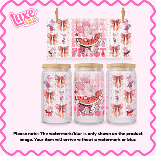 16oz UV DTF Wrap | Pig Name Bows | #1555