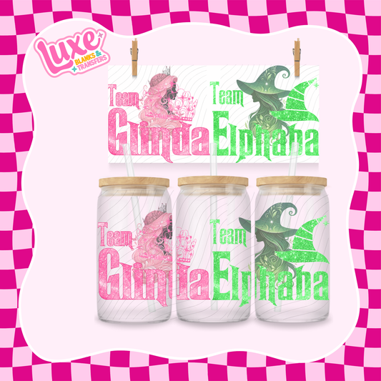 Wicked Team Pink & Green | 16oz UV DTF Wrap | #1448