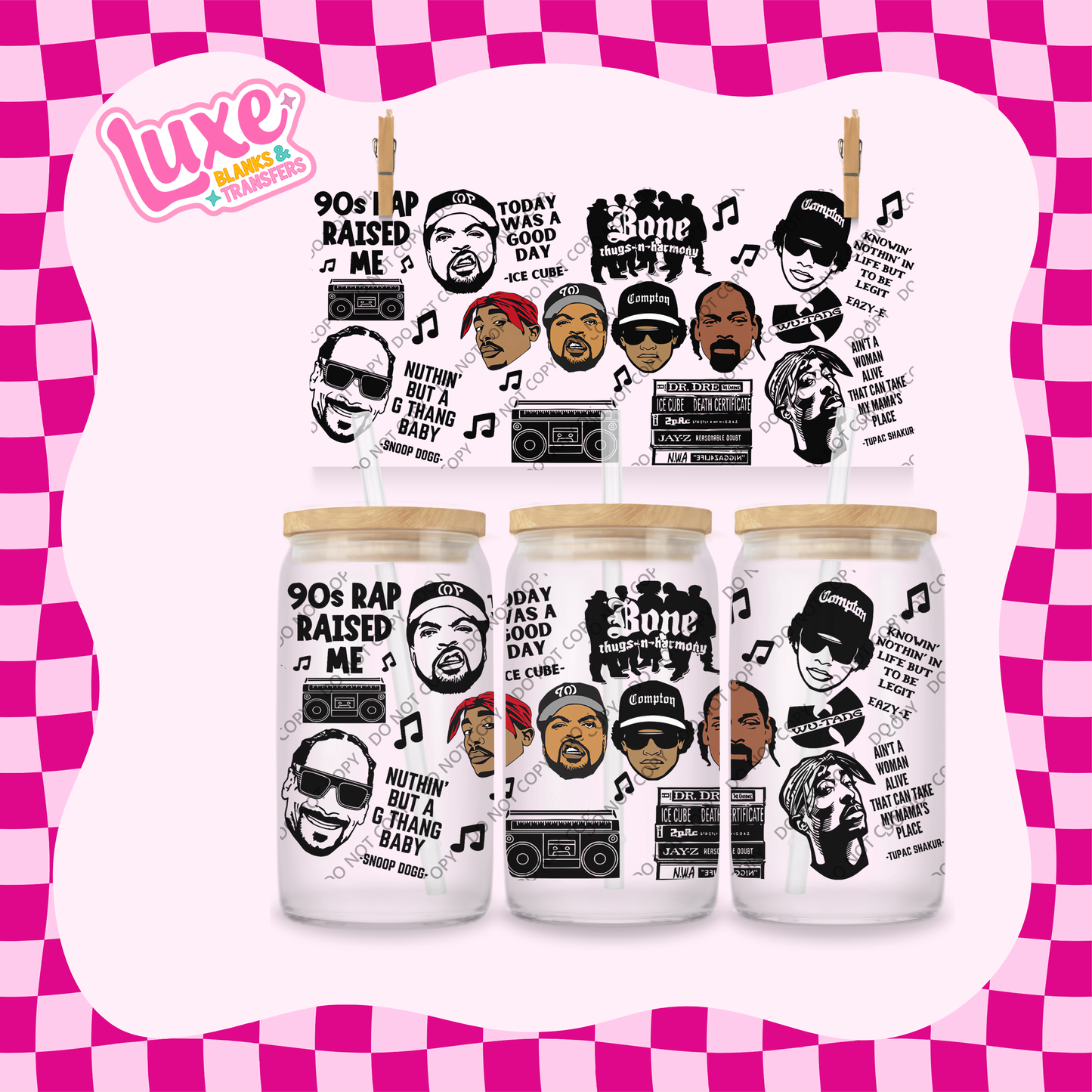 16oz UV DTF Wrap | Old School 90's Rap | #1936