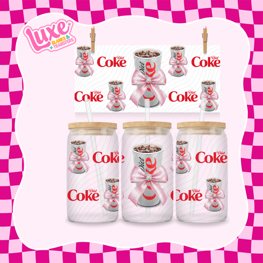 Diet Cola Bow | 16oz UV DTF Wrap | #1451