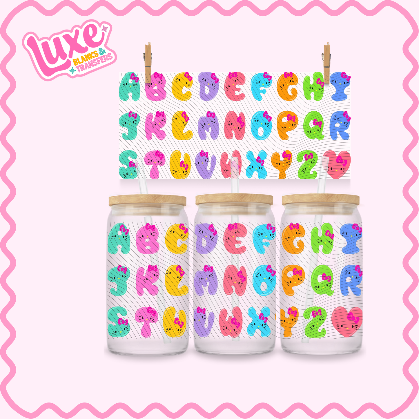 16oz UV DTF Wrap | Rainbow Alphabet | #2728