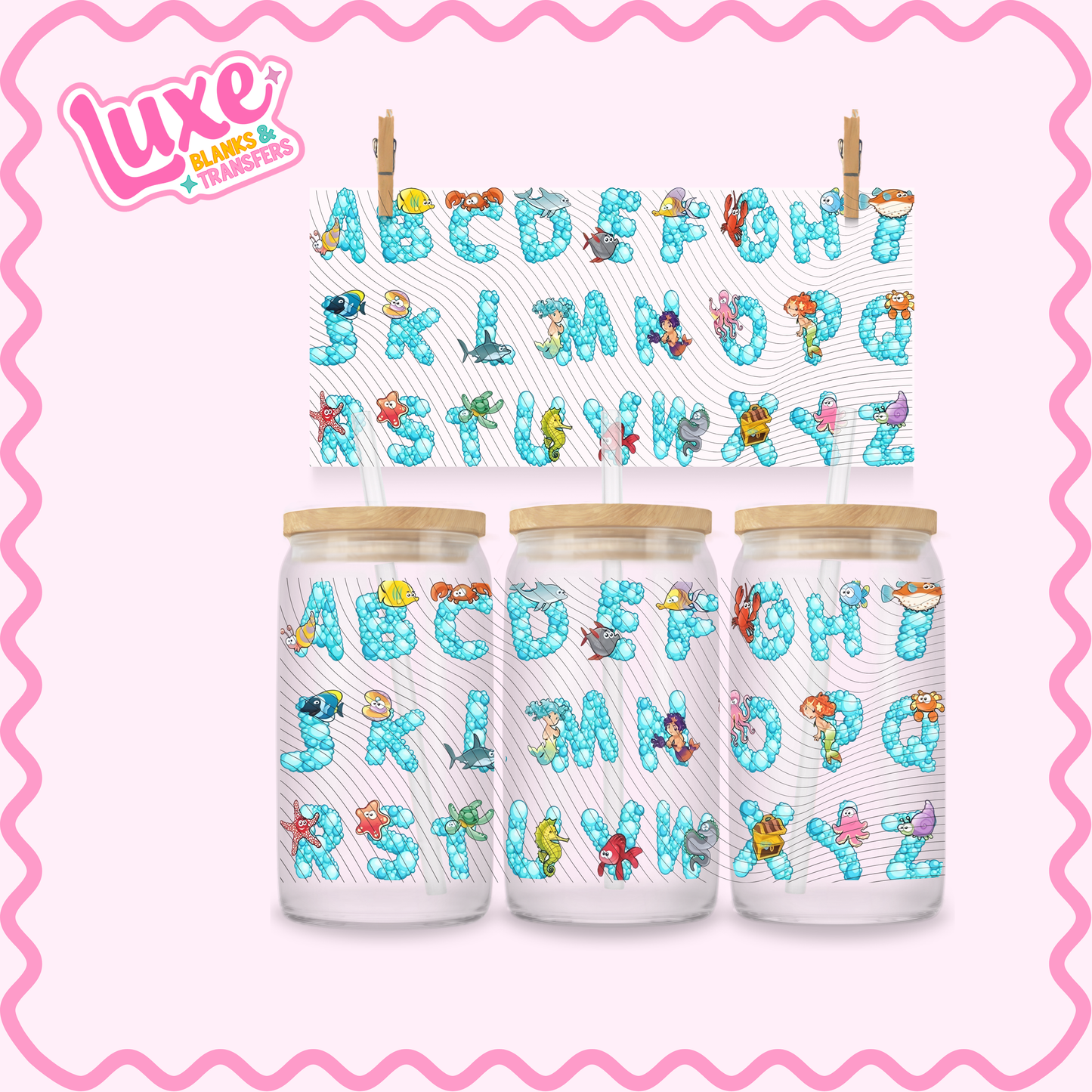 16oz UV DTF Wrap | Under The Sea Alphabet | #2729
