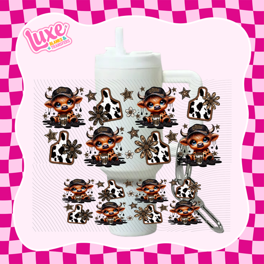 Mini Keychain Tumbler UV DTF Wrap | Highland Cow Brown | #E33