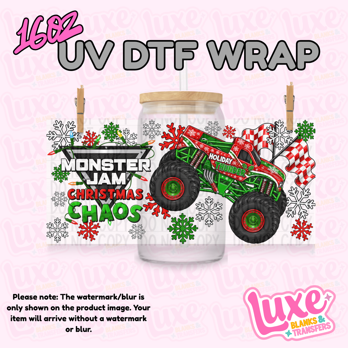 16oz UV DTF Wrap | Monster J4m Christmas Holiday Thunder | #4345