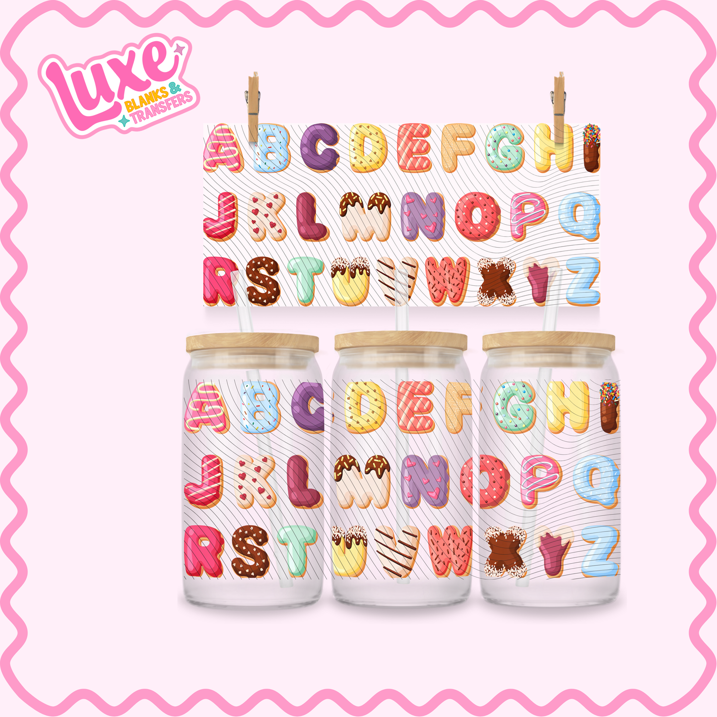 16oz UV DTF Wrap | Sweet Alphabet | #2732