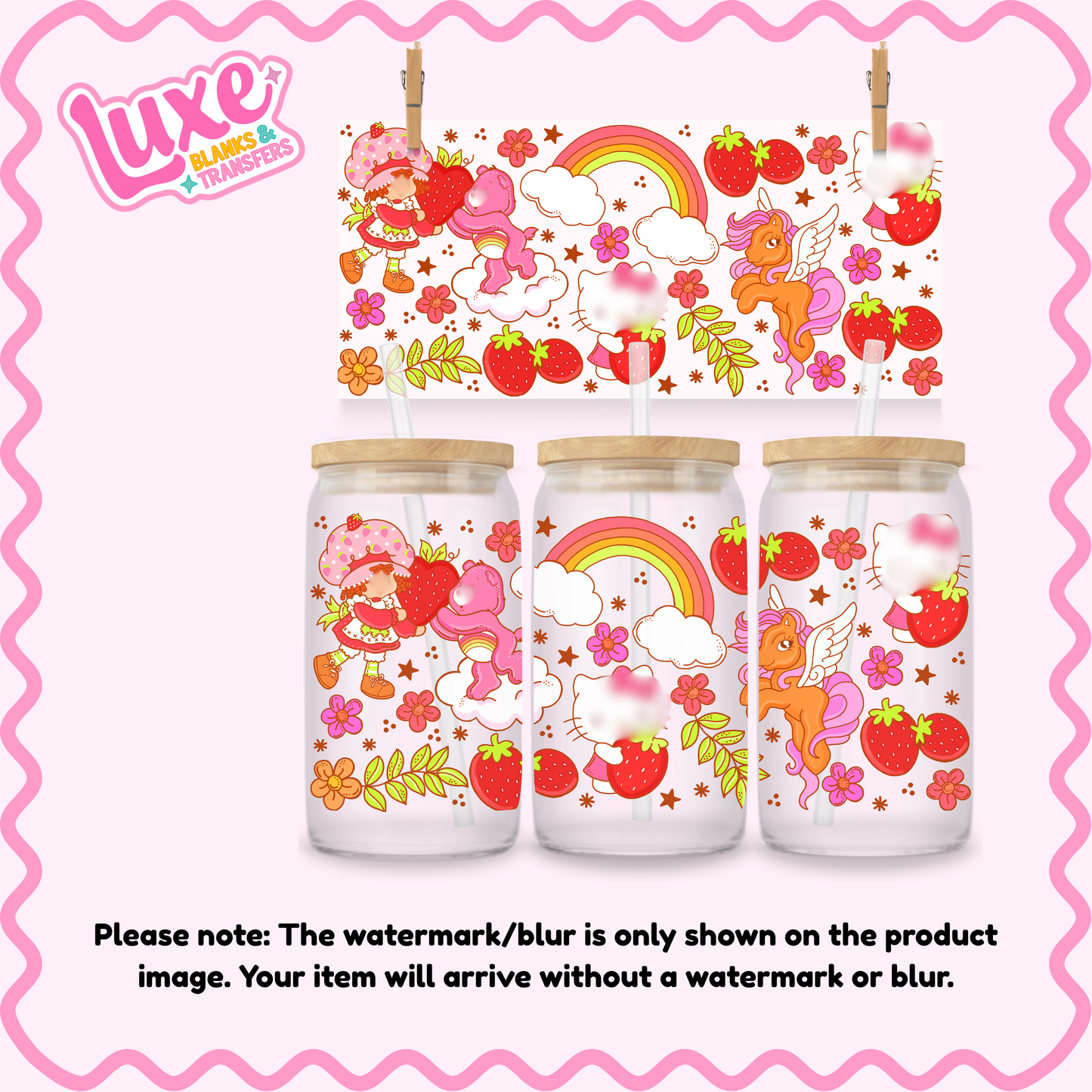 16oz UV DTF Wrap | Strawb. Cbear | #3705