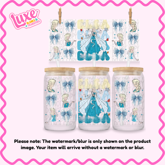 16oz UV DTF Wrap | Ice Princ3ss Name Bows | #1579