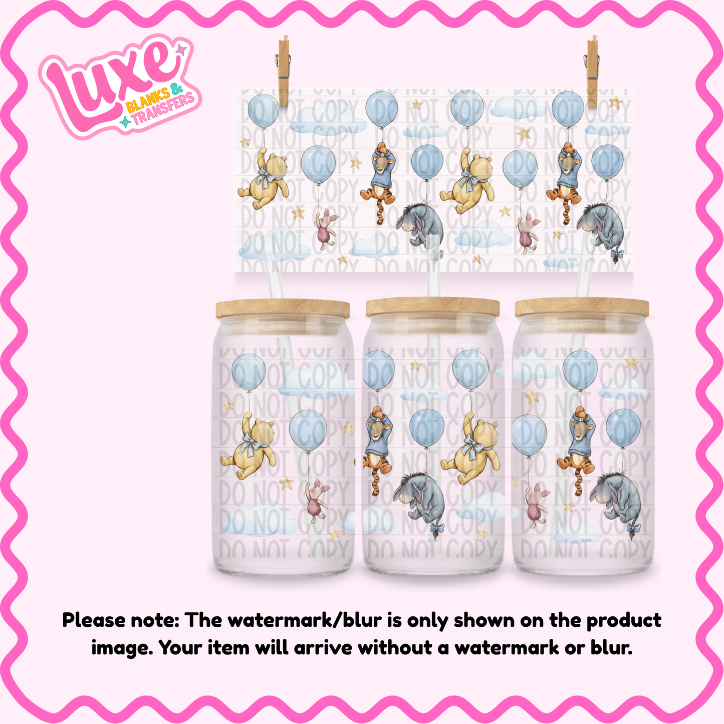 16oz UV DTF Wrap | W1n Friends Blue Balloons | #3706