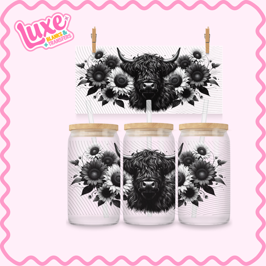 16oz UV DTF Wrap | Black White Highland | #3221
