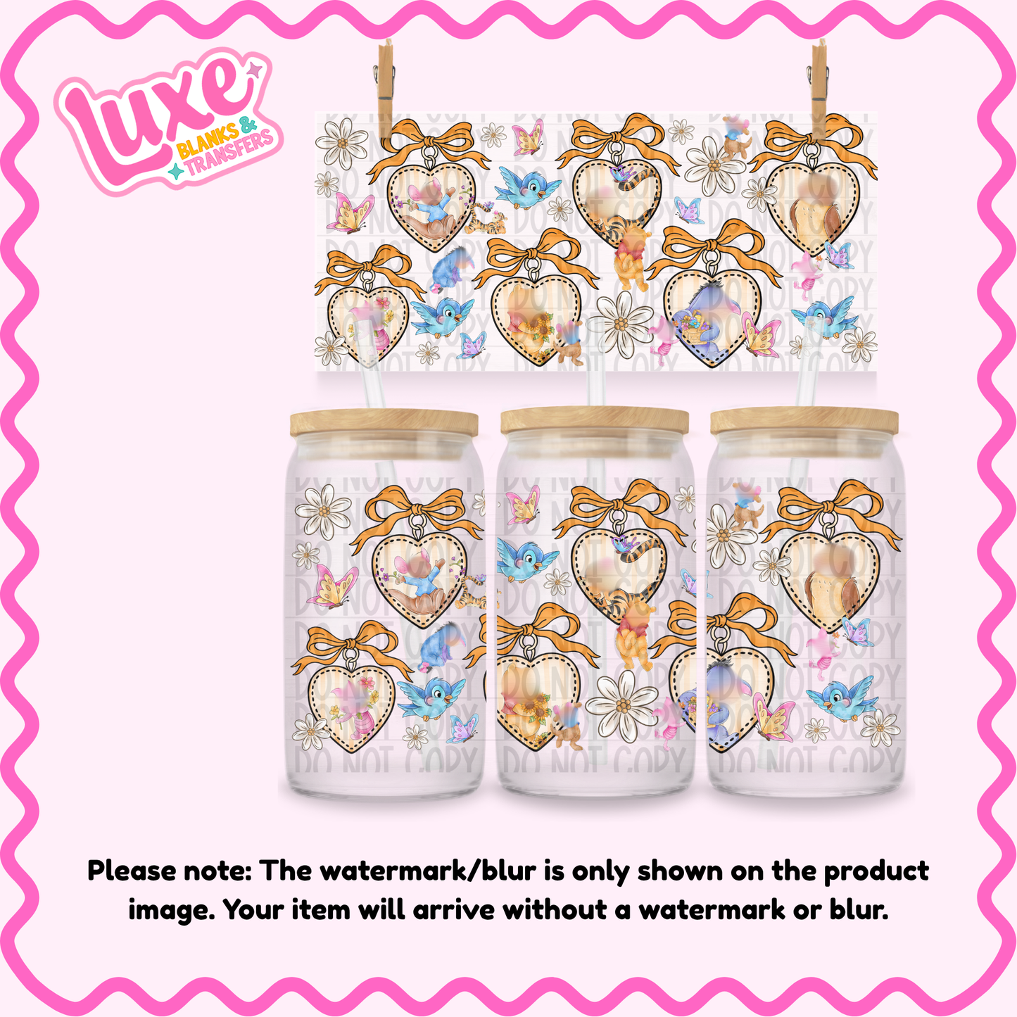 16oz UV DTF Wrap | Heart Locket Y3llow Bear | #3711