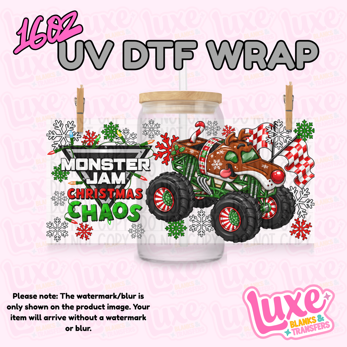 16oz UV DTF Wrap | Monster J4m Christmas Reindeer | #4346