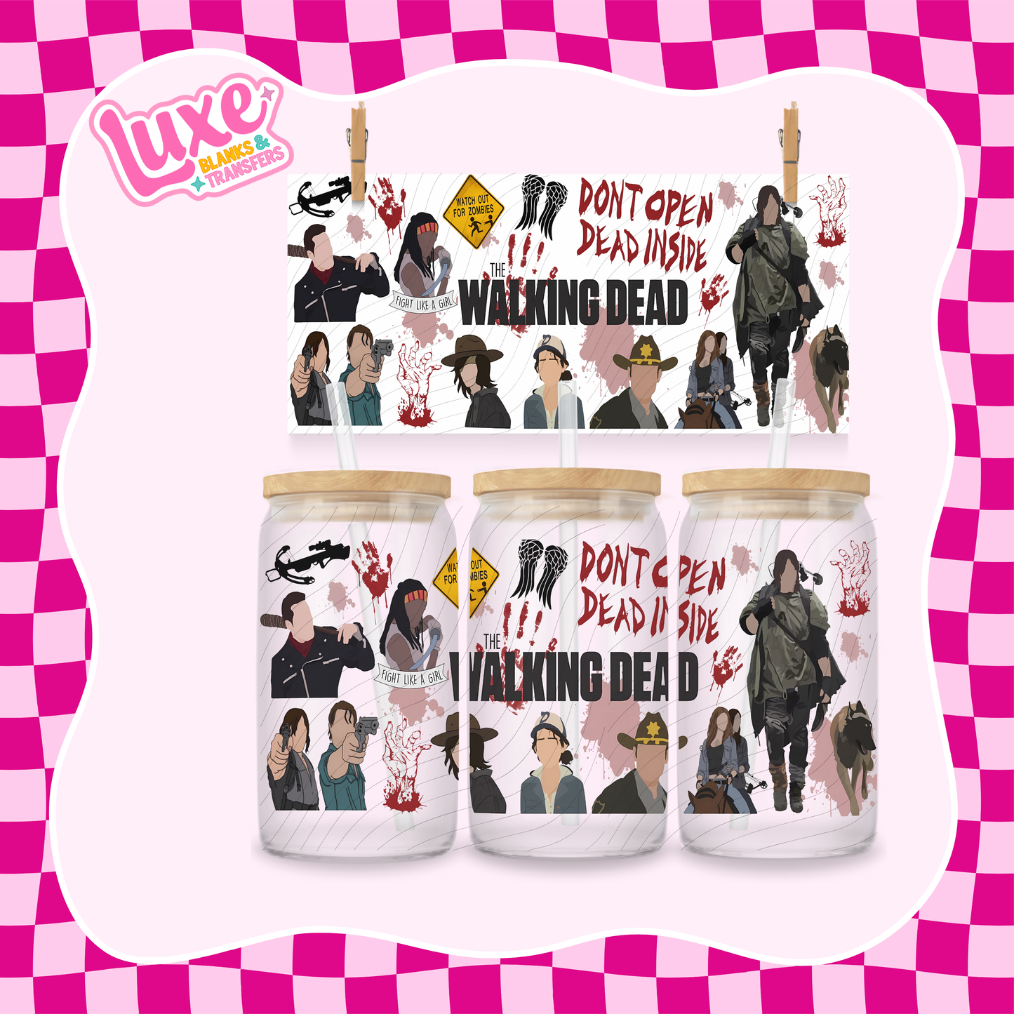 Walking Zombie TV Show | 16oz UV DTF Wrap | #1466