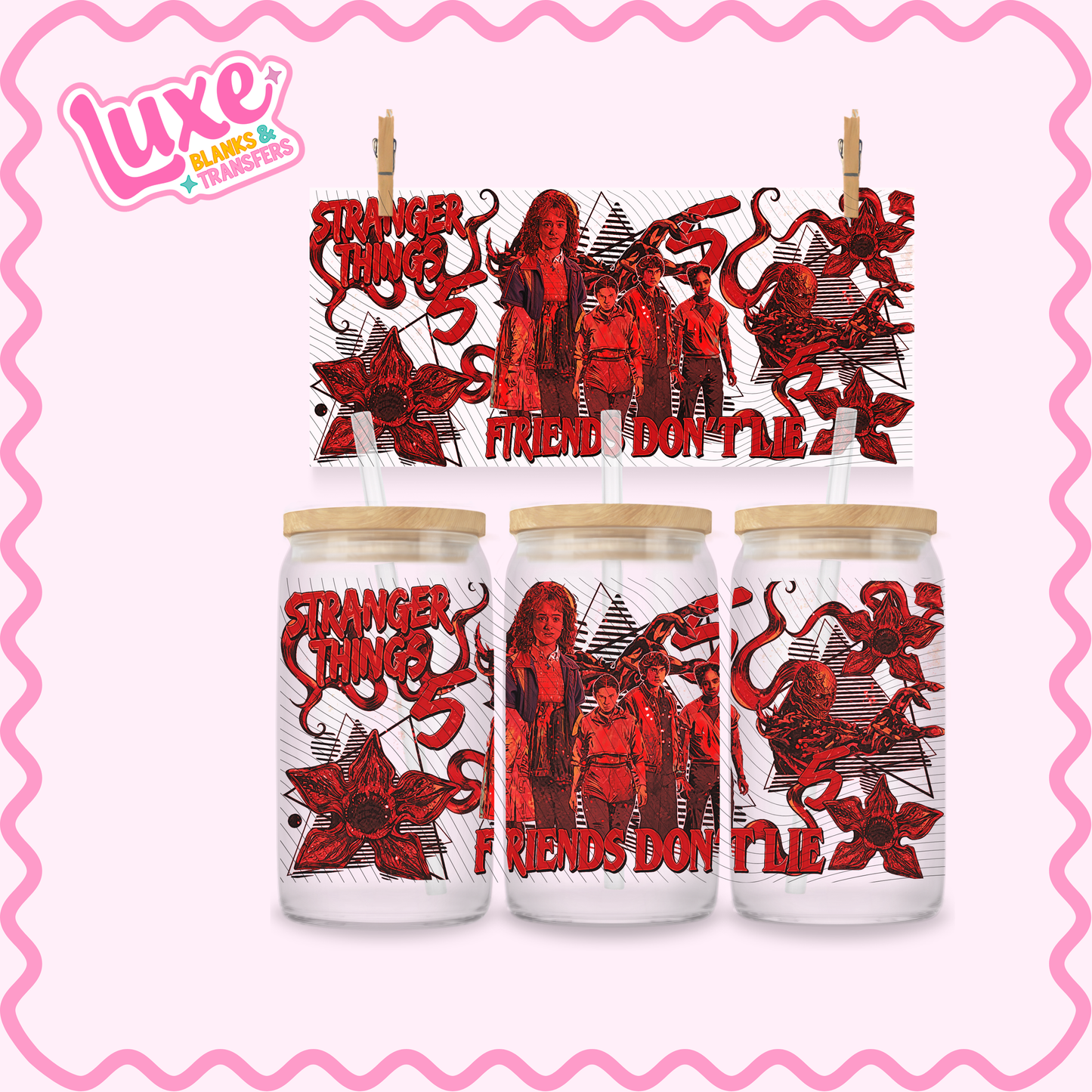 16oz UV DTF Wrap | Stranger Show Red | #2742