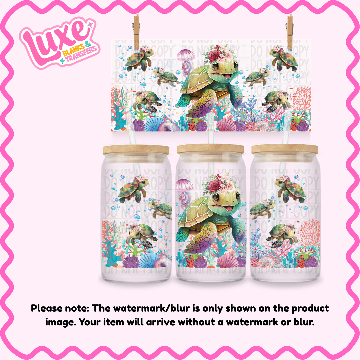 16oz UV DTF Wrap | Cutesy Turtle | #4212