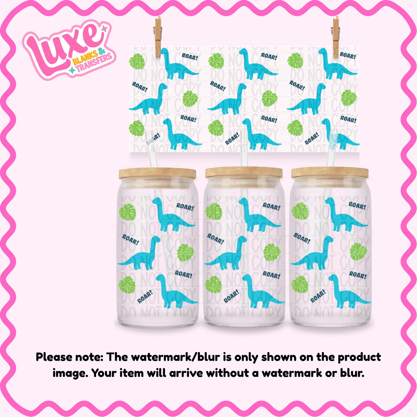 16oz UV DTF Wrap | Dino Pattern | #4215