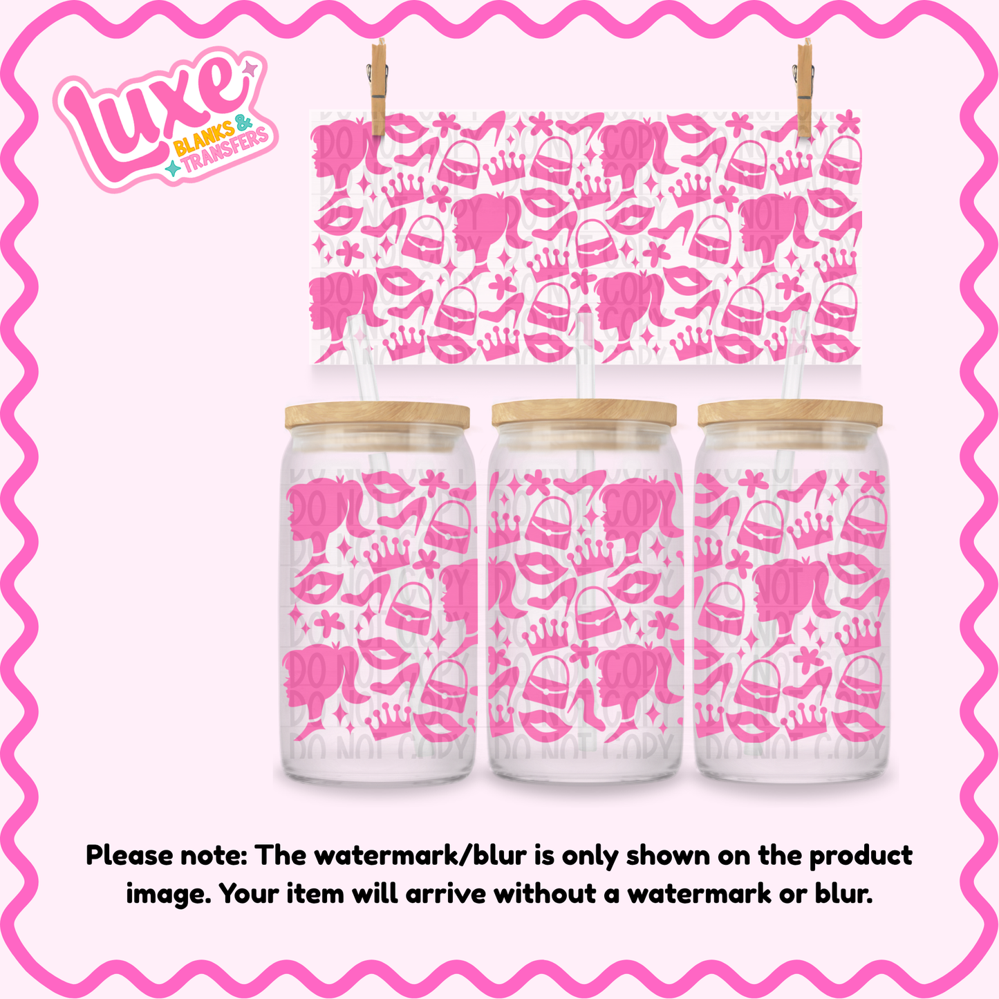 16oz UV DTF Wrap | Pink B Girl Pattern | #4216