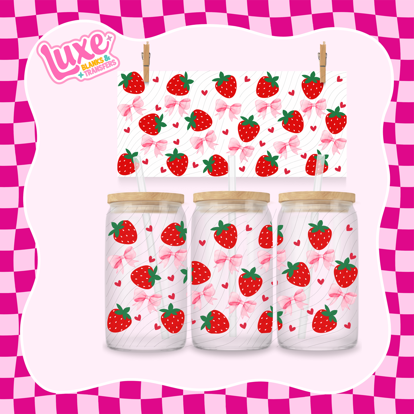 Strawbs & Bows 2 UV DTF Wrap (#1005)