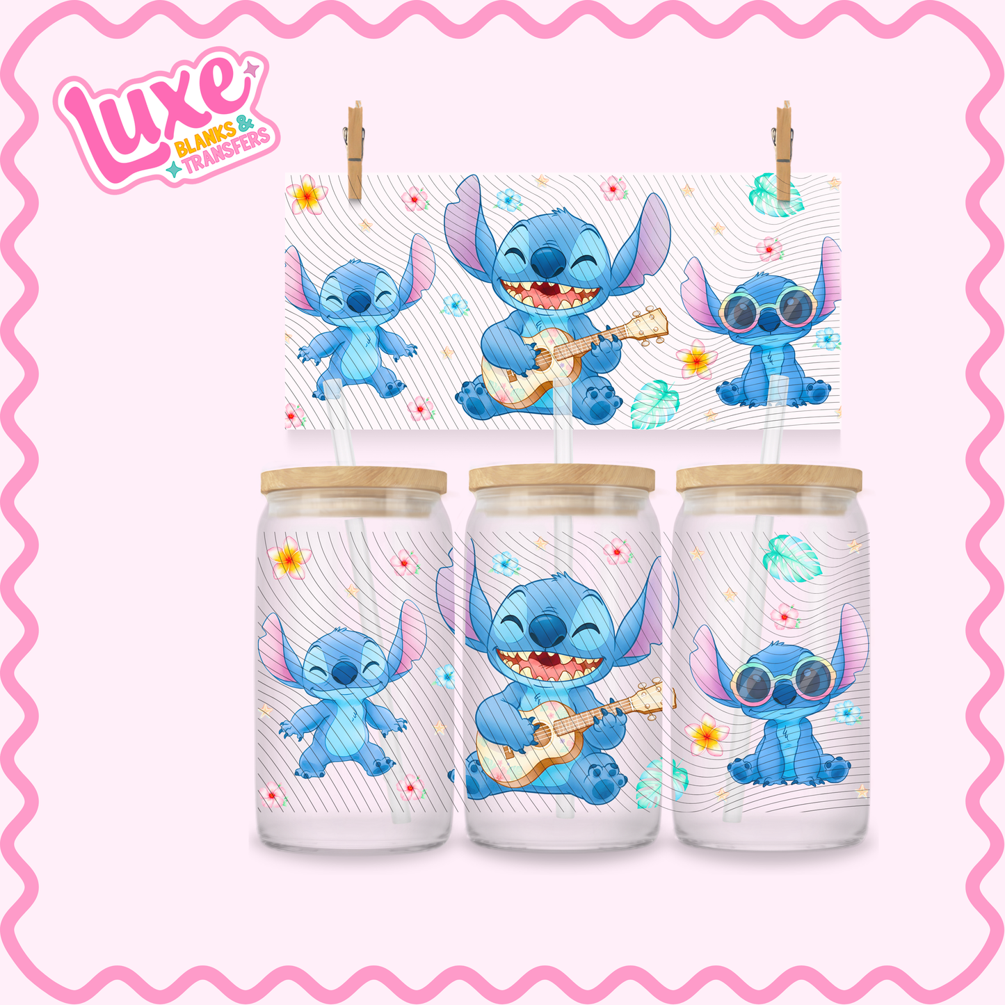 16oz UV DTF Wrap | Blue Alien Ukulele | #2757
