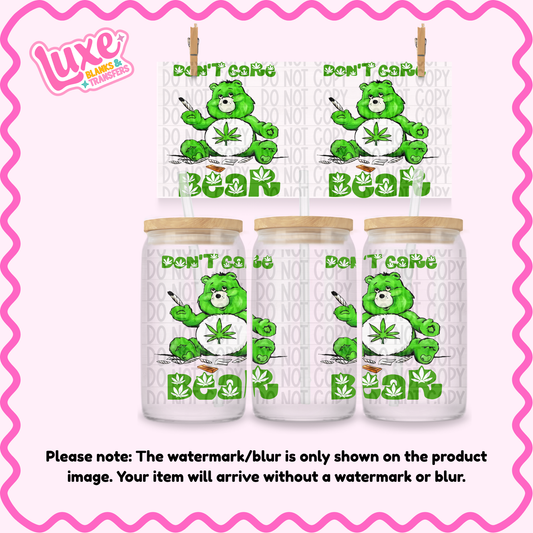 16oz UV DTF Wrap | Don't Care Bear Smoking | #N251
