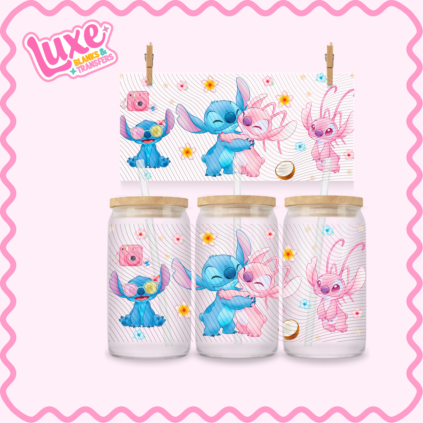 16oz UV DTF Wrap | Blue & Pink Alien | #2758