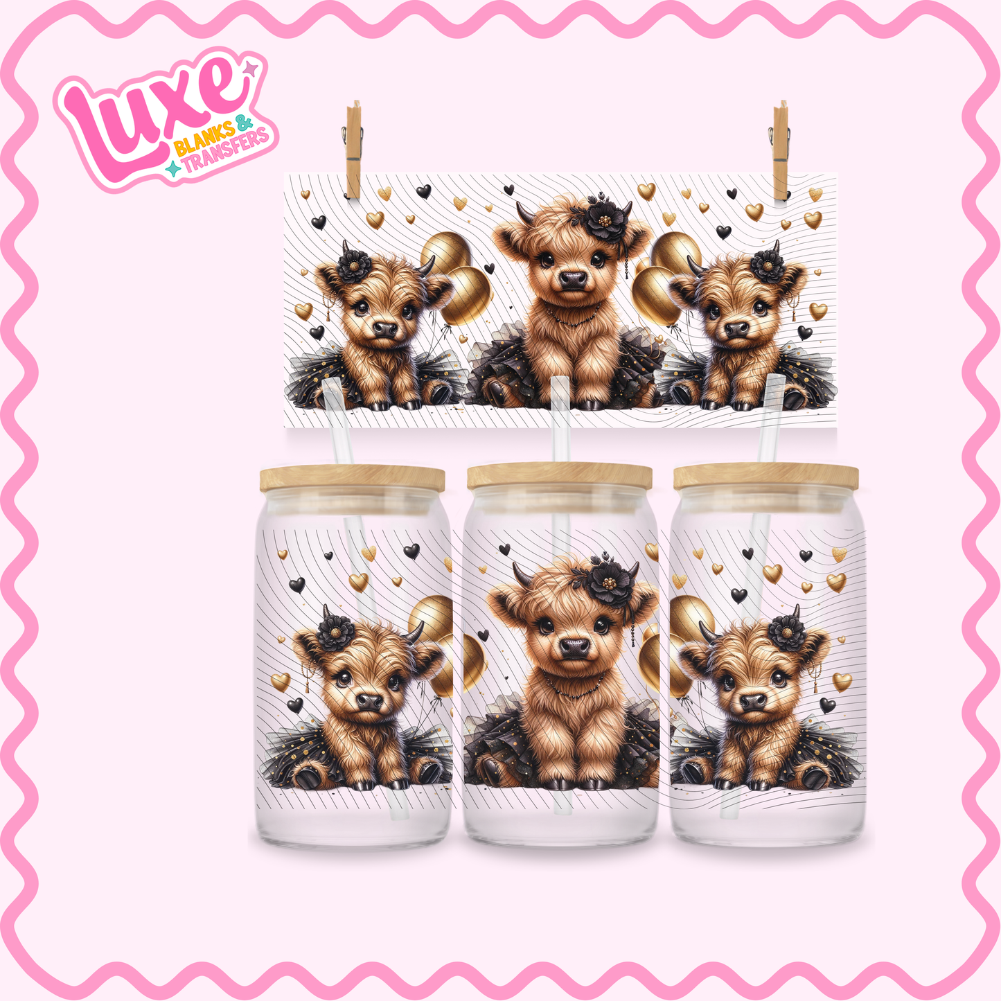 16oz UV DTF Wrap | Highlands Cute | #3240