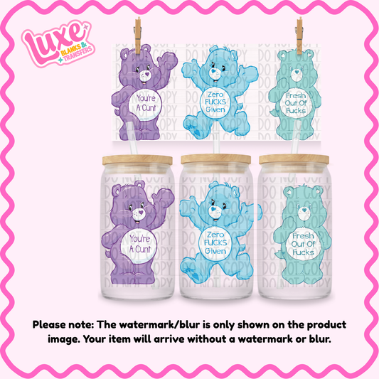16oz UV DTF Wrap | Swear Bear Trio | #N253