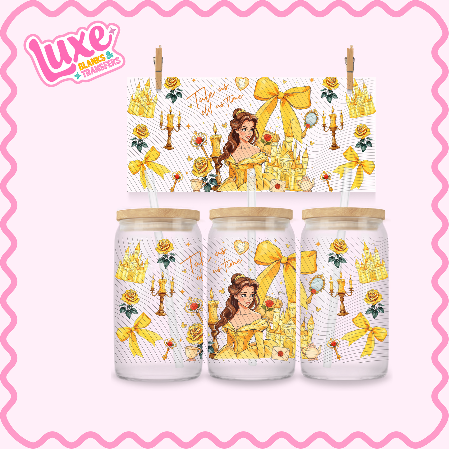16oz UV DTF Wrap | Beauty Princess Yellow | #2761