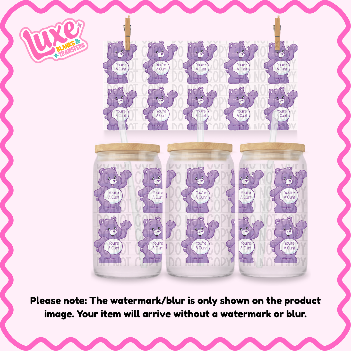 16oz UV DTF Wrap | Swear Bears "You're A...C" | #N257