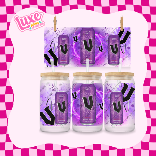16oz UV DTF Wrap | Purple V Energy | #1975