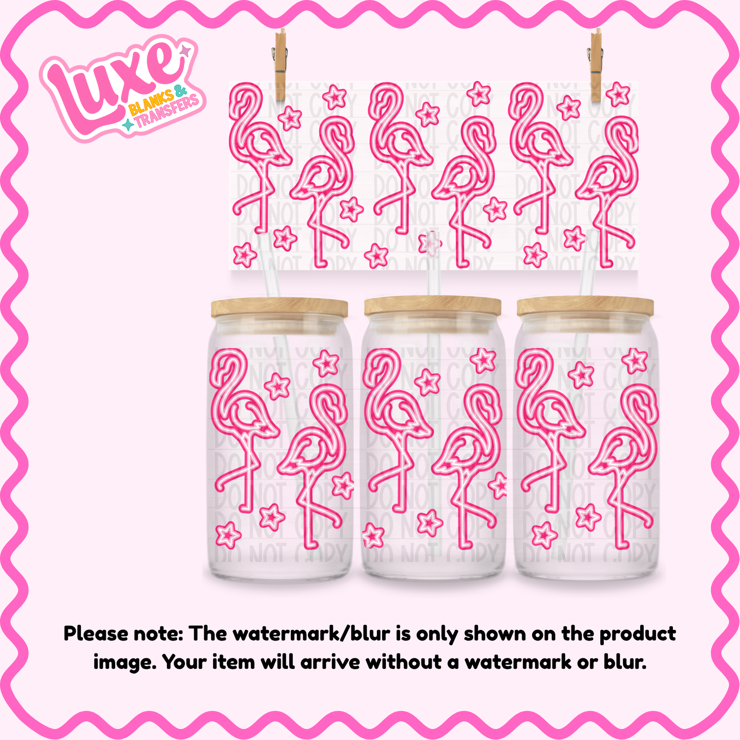 16oz UV DTF Wrap | Flamingo Neon | #4230