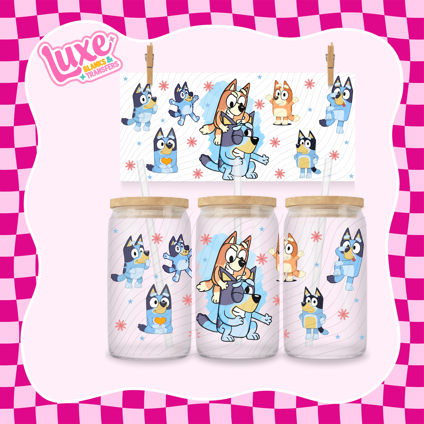 Blue & Orange Dog Playful | 16oz UV DTF Wrap | #1490