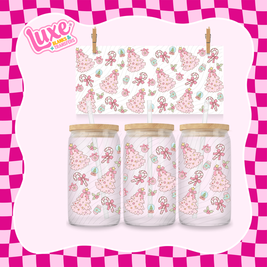 Pink Xmas Trees UV DTF Wrap (#998)