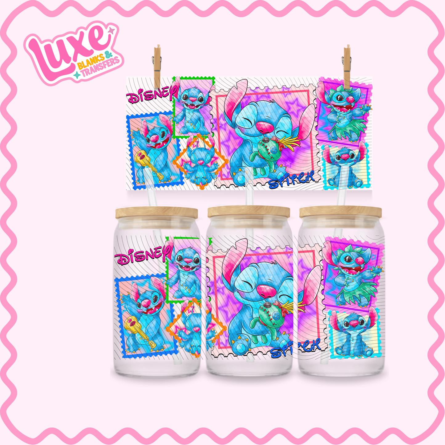 16oz UV DTF Wrap | Blue Alien Stamps | #3251