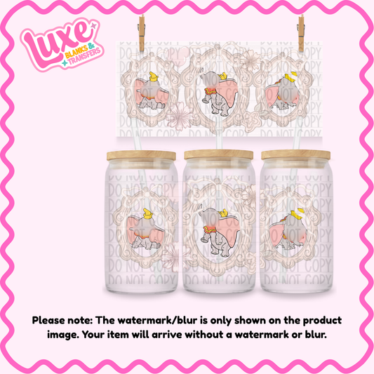 16oz UV DTF Wrap | Cutesy Elephant Frame | #3722