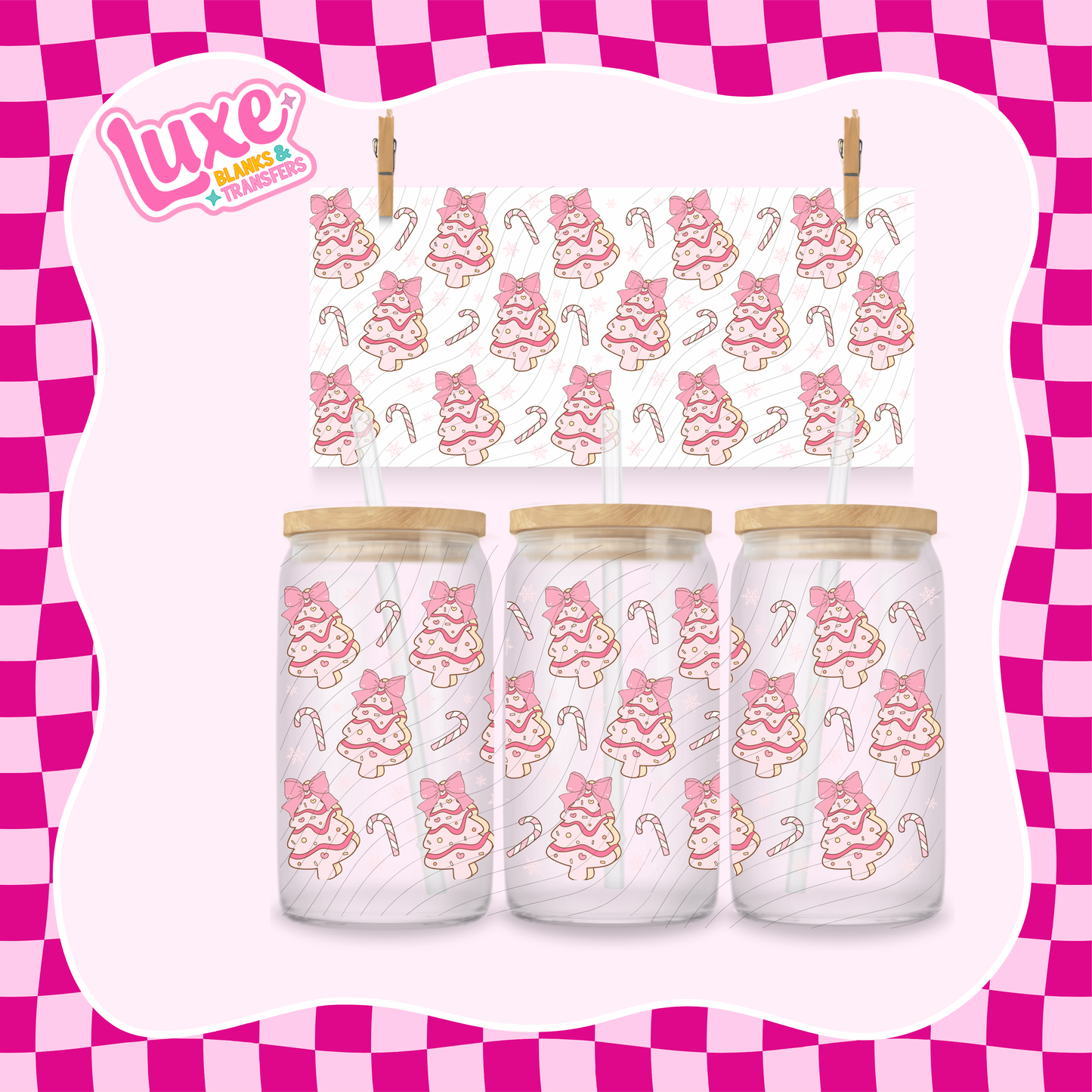Cutesy Pink Trees UV DTF Wrap (#1001)