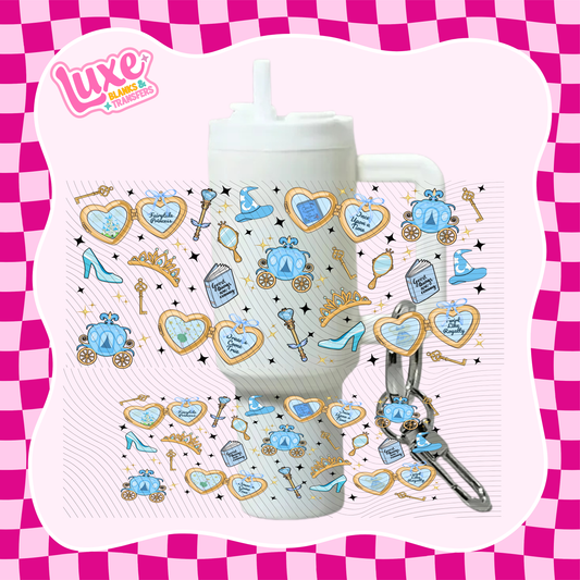 Mini Keychain Tumbler UV DTF Wrap | Blue Princess | #E37