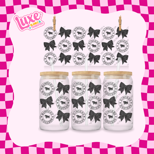 16oz UV DTF Wrap | Ringers Black Bows Small | #1983
