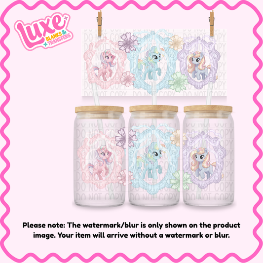 16oz UV DTF Wrap | Cutesy Ponies Frame | #3725