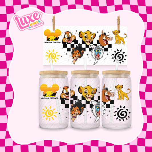 Lion Movie Checkered | 16oz UV DTF Wrap | #1496