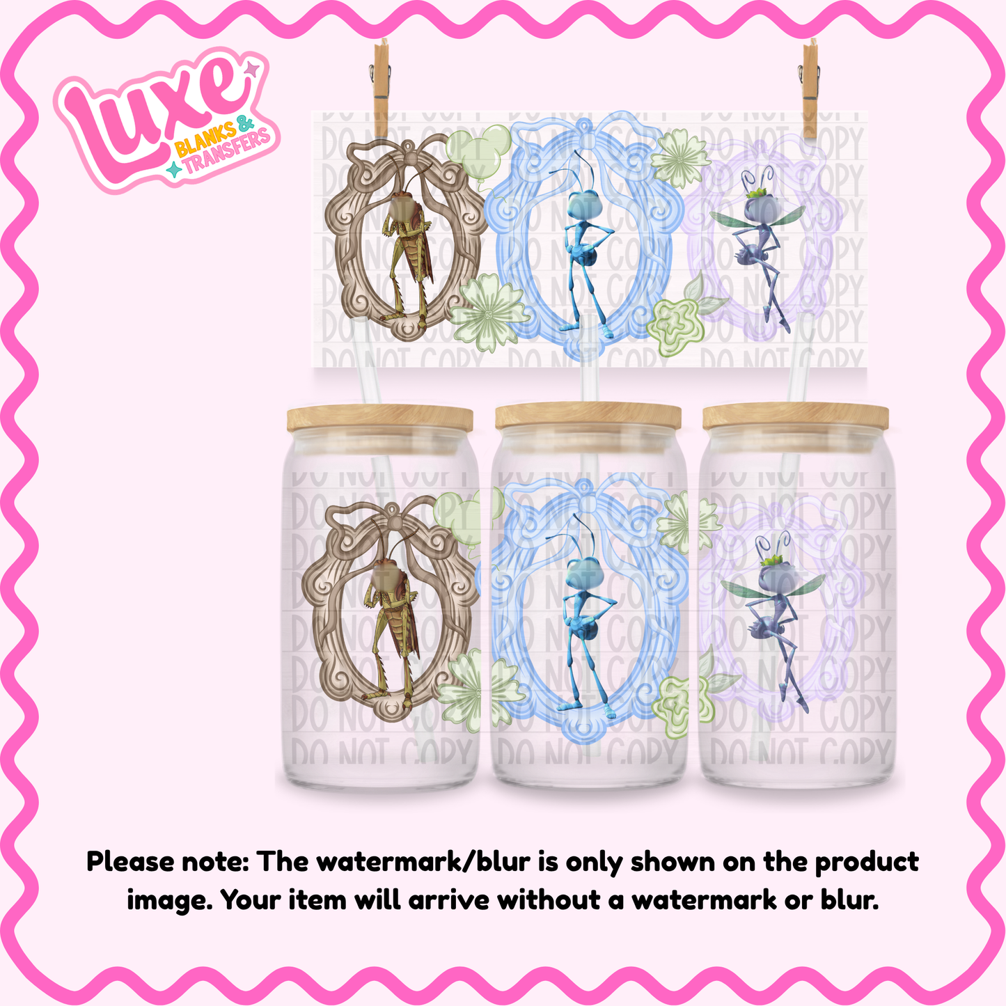 16oz UV DTF Wrap | Cutesy Bugs Frame | #3730