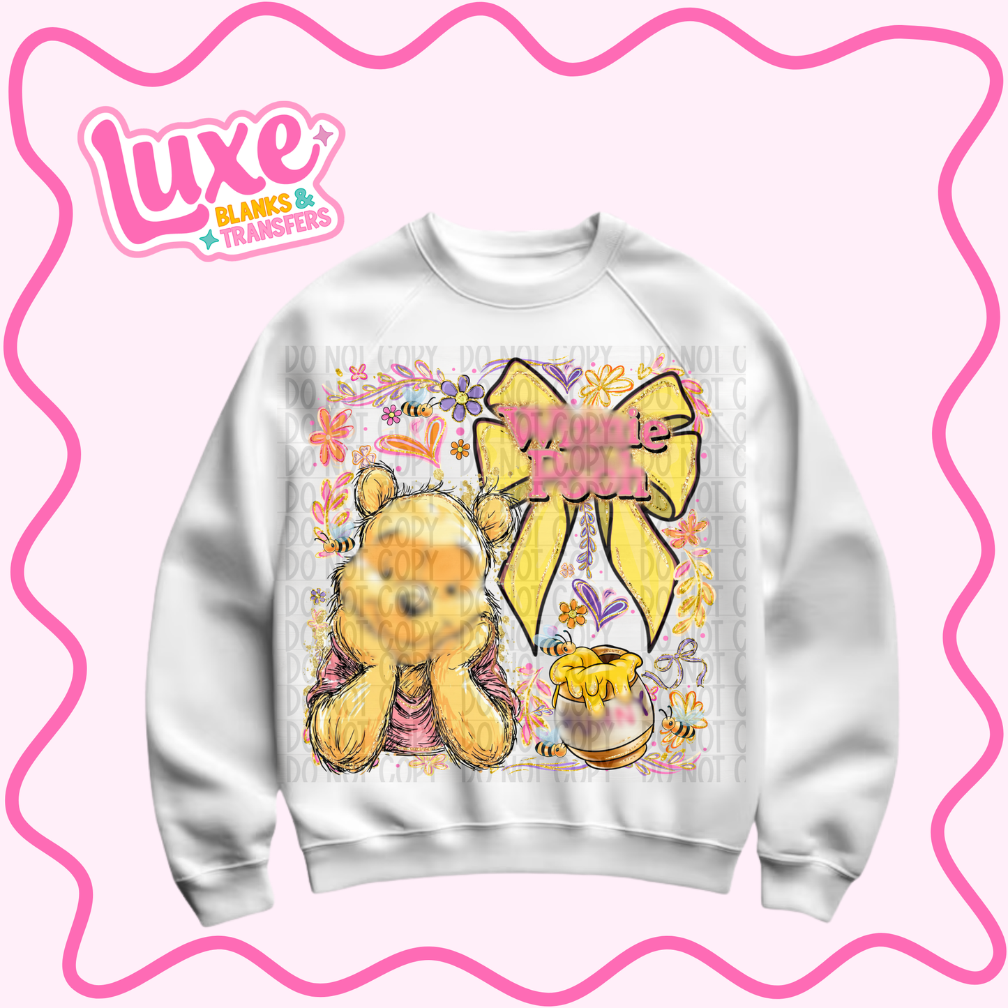 DTF Heat Transfer | Yellow Bear Bow | #1112