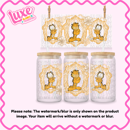 16oz UV DTF Wrap | Cutesy Orange Cat Frame | #3733