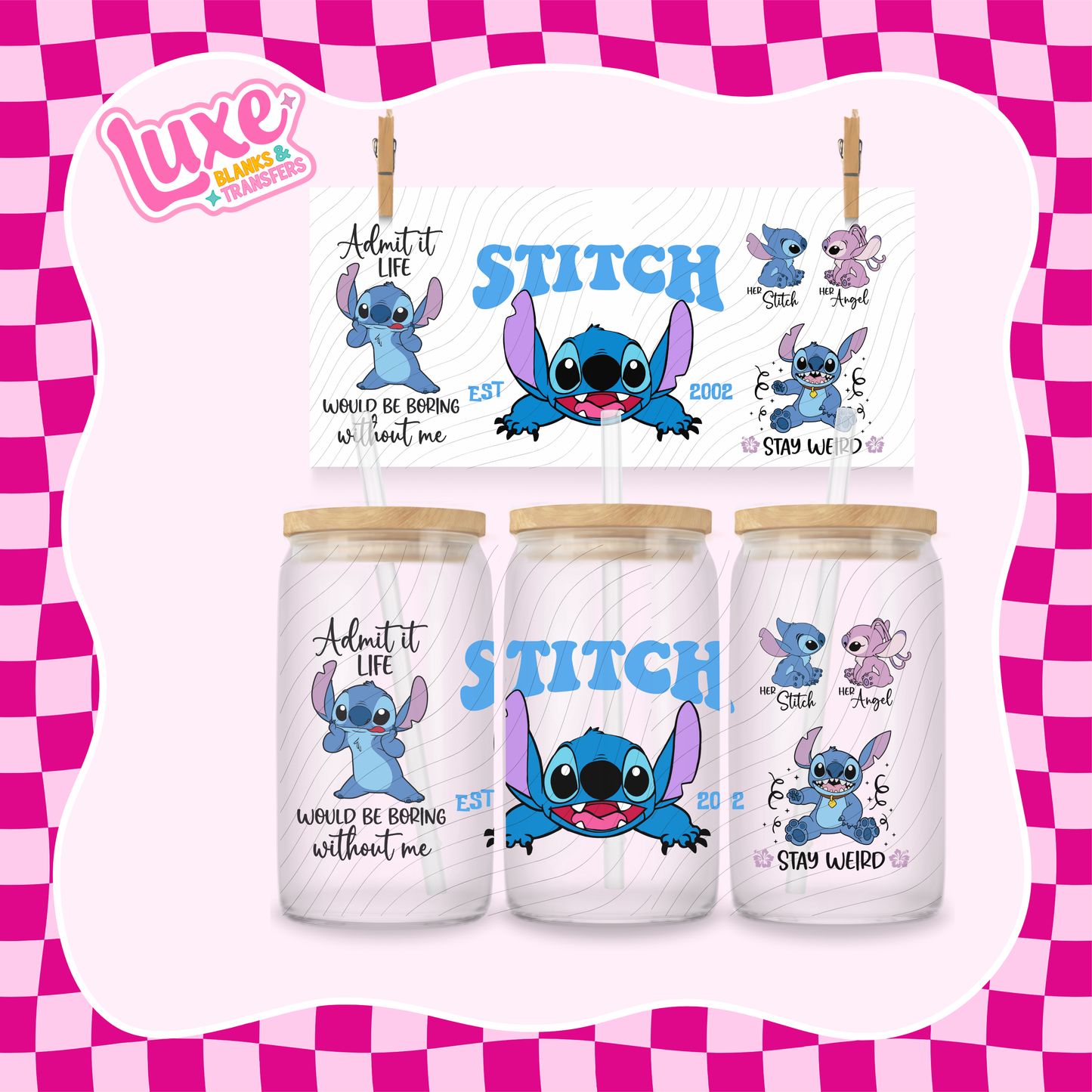 Blue Alien Character | 16oz UV DTF Wrap | #1504