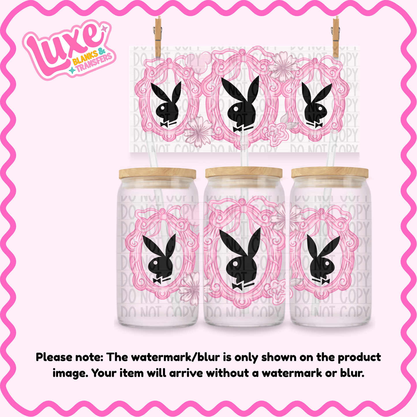 16oz UV DTF Wrap | Cutesy Play Bunny Frame | #3734
